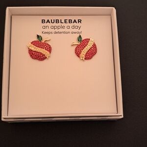 BaubleBar Sparkling Red Apple Earrings NWOT